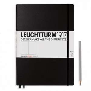 Agendă nedatată Leuchtturm Master Slim (A4+): Negru, 121 pagini albe