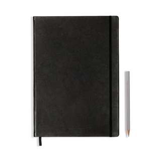 Agendă nedatate Leuchtturm din piele naturală (rigid cover, in a gift box): Negru, Master, pagini albe