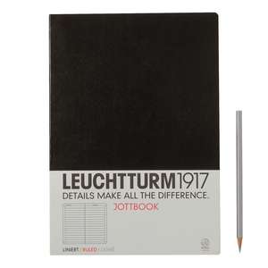 Agendă nedatată Leuchtturm Jottbook: Negru, A4, pagini liniate