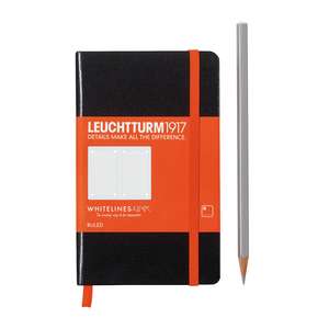 Agendă LEUCHTTURM1917 Whitelines Link® Technologie: Pocket, pagini liniate, negru, cu bandă elastică orange și page marker