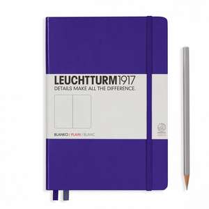 Agendă nedatată Leuchtturm Medium (A5): Violet, pagini albe