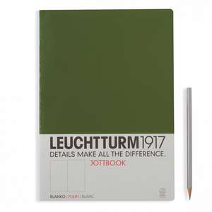 Agendă nedatată Leuchtturm Jottbook: Army, A4, pagini albe