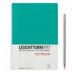 Agendă nedatată Leuchtturm Jottbook: Emerald, Medium, pagini albe