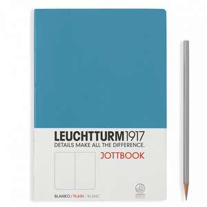 Agendă nedatată Leuchtturm Jottbook: Albastru nordic, Medium, pagini albe