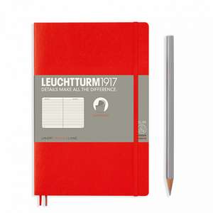 Agendă Leuchtturm Notes Paperback (B6+): Roșu, pagini liniate