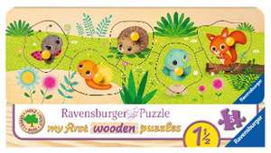 Ravensburger Kinderpuzzle - Tierkinder im Garten - 5 Teile Holzpuzzle für Kinder ab 1,5 Jahren