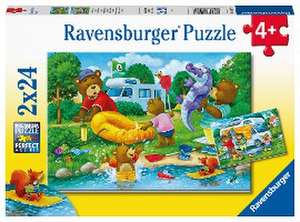 Ravensburger Kinderpuzzle - Familie Bär geht campen - 2x24 T