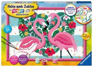 Ravensburger Malen nach Zahlen 28782 - Liebenswerte Flamingos - Kinder ab 7 Jahren