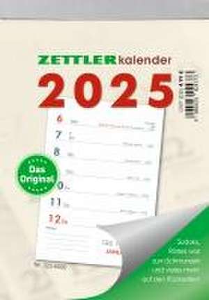 Wochenabreißkalender 2025 - 10,5x14,6 cm - 1 Woche auf 1 Seite - mit Sudokus, Rezepten, Rätseln uvm. auf den Rückseiten - Bürokalender 325-0000 de Zettler Kalender