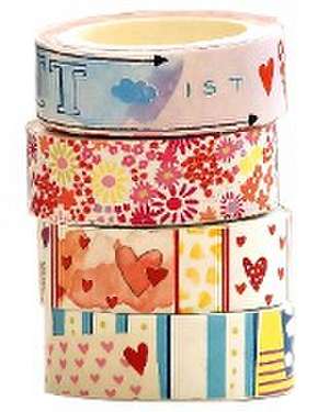 Washi Tapes Set Blumen und Herzen