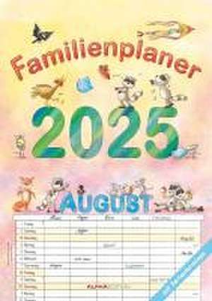 Familienplaner Cartoon 2025 - Familienkalender A3 (29,7x42 cm) - mit 6 Spalten, Ferienterminen (DE/AT/CH) und viel Platz für Notizen - Wandkalender de Alpha Edition