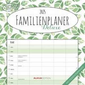 Familienplaner Deluxe 2025 - Broschürenkalender 30x30 cm (30x60 geöffnet) - Kalender mit Platz für Notizen - 5 Spalten - Bildkalender - Wandkalender de Alpha Edition