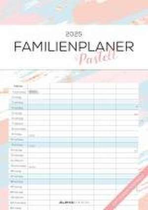 Familienplaner Pastell 2025 - Familienkalender A3 (29,7x42 cm) - mit 5 Spalten, Ferienterminen (DE/AT/CH) und viel Platz für Notizen - Wandkalender de Alpha Edition