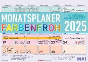 Monatsterminkalender Farbenfroh 2025 29,7x21 1M/1S de Alpha Edition