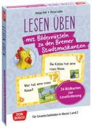 Lesen üben mit Bilderrätseln: Die Bremer Stadtmusikanten. 34 Bildkarten zur Leseförderung de Helga Fell