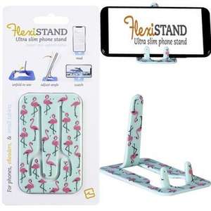 Flexistand (Flamingo) | flexibler Handyaufsteller | für alle Handys und Mini-Tablets | superflach | stufenlos verstellbar | hochkant und quer | passt in jede Hosentasche