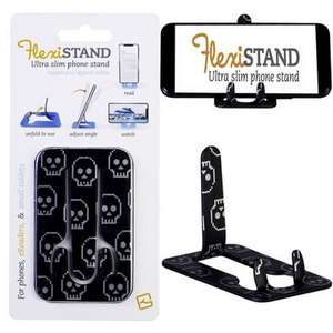 Flexistand (Totenkopf) | flexibler Handyaufsteller | für alle Handys und Mini-Tablets | superflach | stufenlos verstellbar | hochkant und quer | passt in jede Hosentasche