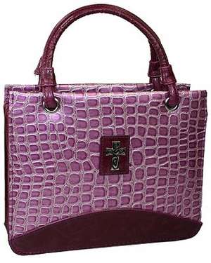 Purse Crock Embossed Medium Purple Bible Cover: Micro-Fiber