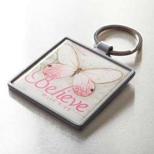 Keyring Metal Butterfly Believe Mark 9