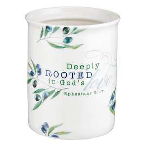 Utensil Holder Deeply Rooted Eph 3 de Christian Art Gifts