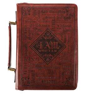 Bible Cover Lux-Leather Names of God Brown Med de Christian Art Gifts