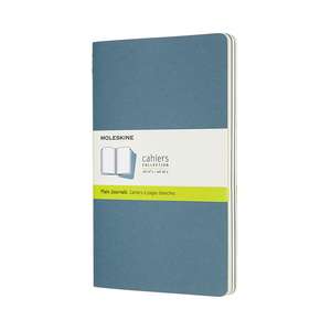 Set Of 3 Moleskine Large Plain Cahier Journals: Brisk Blue de Moleskine