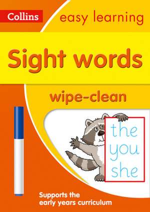 Sight Words Age 3-5 Wipe Clean Activity Book de Collins Easy Learning