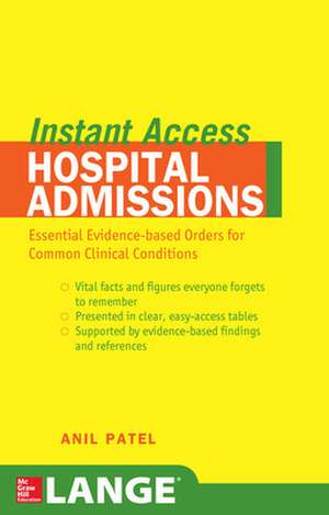 LANGE Instant Access Hospital Admissions de Anil Patel