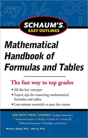 Schaum's Easy Outline of Mathematical Handbook of Formulas and Tables, Revised Edition de Seymour Lipschutz