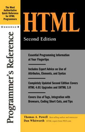 HTML Programmer's Reference, 2nd Edition de Thomas a. Powell