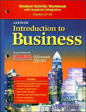 Glencoe Introduction to Business Student Activity Workbook: With Academic Integration Chapters 17-35 de McGraw-Hill Education