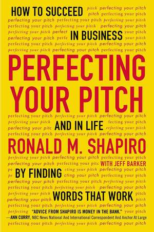 Perfecting Your Pitch: How to Succeed in Buisness and in Life By Finding Words That Work de Jeff Parker