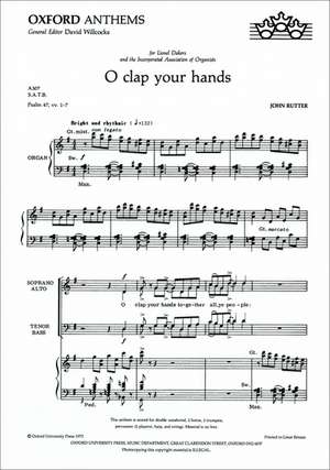 O clap your hands: Vocal score de John Rutter