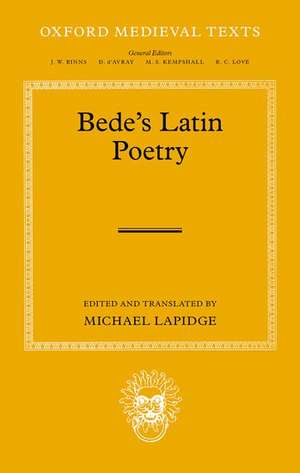 Bede's Latin Poetry de Michael Lapidge