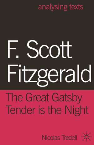 F. Scott Fitzgerald: The Great Gatsby/Tender is the Night de Nicolas Tredell