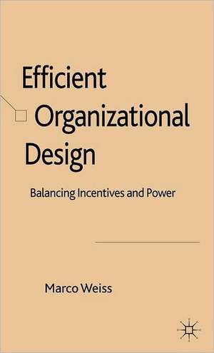 Efficient Organizational Design: Balancing Incentives and Power de M. Weiss