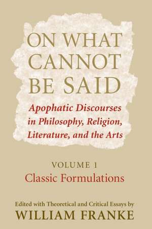On What Cannot Be Said de William P. Franke