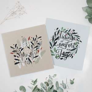 SPCK Charity Christmas Cards, Pack of 10, 2 Desi – Floral Foliage de Spck