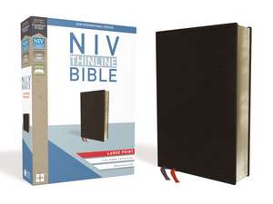 NIV, Thinline Bible, Large Print, Bonded Leather, Black, Red Letter, Comfort Print de Zondervan