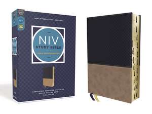 NIV Study Bible, Fully Revised Edition (Study Deeply. Believe Wholeheartedly.), Leathersoft, Navy/Tan, Red Letter, Thumb Indexed, Comfort Print de Kenneth L. Barker