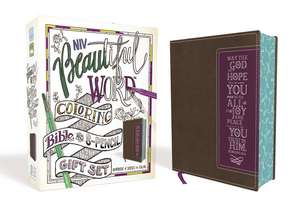 NIV, Beautiful Word Coloring Bible and 8-Pencil Gift Set, Leathersoft, Brown/Purple: Hundreds of Verses to Color de Zondervan