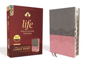 NIV, Life Application Study Bible, Third Edition, Large Print, Leathersoft, Gray/Pink, Red Letter, Thumb Indexed de Zondervan