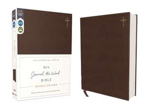 NIV, Journal the Word Bible (Perfect for Note-Taking), Double-Column, Leathersoft, Brown, Red Letter, Comfort Print: Reflect, Take Notes, or Create Art Next to Your Favorite Verses de Zondervan