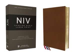 NIV, Thinline Bible, Large Print, Premium Goatskin Leather, Brown, Premier Collection, Black Letter, Art Gilded Edges, Comfort Print de Zondervan