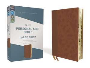 NIV, Personal Size Bible, Large Print, Leathersoft, Brown, Red Letter, Thumb Indexed, Comfort Print de Zondervan