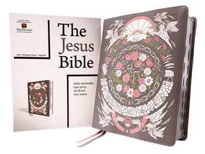 The Jesus Bible Artist Edition, NIV, (With Thumb Tabs to Help Locate the Books of the Bible), Leathersoft, Gray Floral, Thumb Indexed, Comfort Print de Passion Publishing