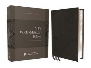 NIV, Wide Margin Bible (A Bible that Welcomes Note-Taking), Premium Goatskin Leather, Black, Premier Collection, Red Letter, Art Gilded Edges, Comfort Print de Zondervan