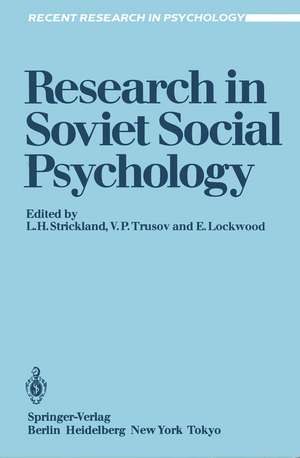 Research in Soviet Social Psychology de Lloyd H. Strickland