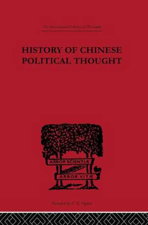 History of Chinese Political Thought: During the Early Tsin Period de Liang Chi-Chao