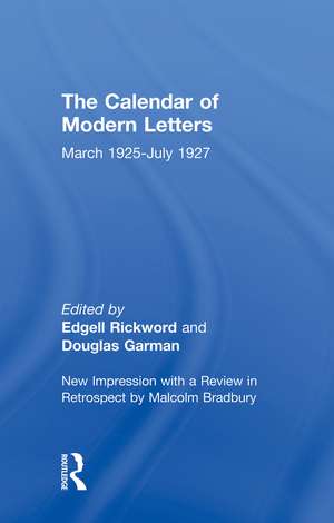 Calendar Modern Letts 4v Cb: Cal of Modern Letters de Edgell Rickword